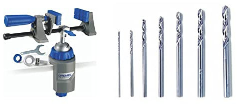 Dremel 2500 Multi-Vise Complemento para Multiherramientas 3 en 1 ,Tornillo de Banco Ajustable con Abrazadera y Portaherramientas + 628 Juego de Brocas de PrecisiónKit de 7 Accesorios para Taladrar