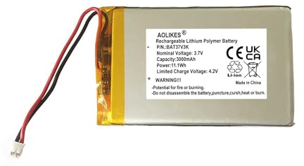 AOLIKES Batteria di ricambio 3,7 V 3000 mAh per Simplehuman ST3004 12 cm Vanity Specchio pieghevole Specchio ST3010
