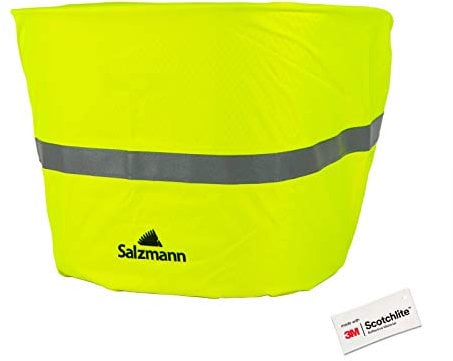 Salzmann Reflektierender Regenschutz für Fahrradkörbe - wasserdichte Korbabdeckung - Hergestellt mit 3M Scotchlite