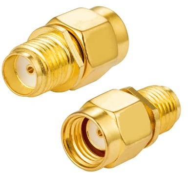 Vecys 2PCS SMA Female to RP-SMA Male Adapter RF Coaxial Coax Straight Adapter Gold Plated for Antenne Router Coax Cable