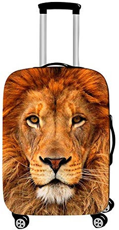 Surwin 3D Reise Kofferschutzhülle Waschbare Reisetasche Kofferbezug Elastisch Kofferhülle Gepäck Cover Reisekoffer Hülle Schutz Bezug Schutzhülle (Gelber Löwe,L (26-28 Zoll))