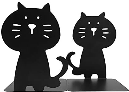 Katzen-Buchstützen, niedliches und dickes Metall, robust, langlebig, Buch-Organizer für Bibliothek, Schule, Büro, Zuhause, Studium, 1 Paar