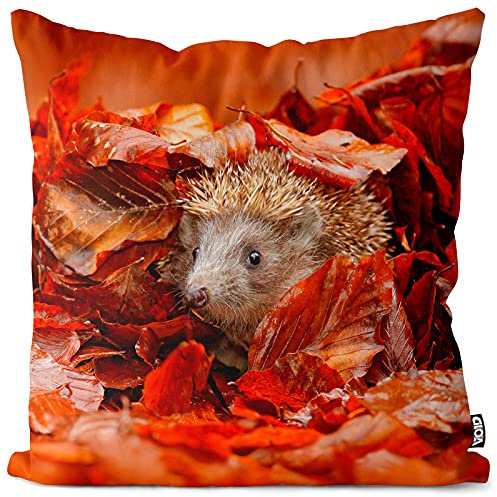 VOID Igel Herbst Blätter Kissenbezug Kissenhülle Sofakissen Kissen Deko Outdoor-Kissen Dekokissen, Kissen Größe:50 x 50 cm