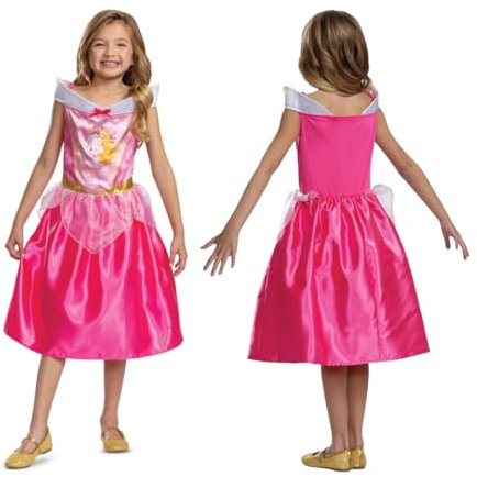 La Belle au Bois Dormant - Licence Officiel Disney - Déguissement pour enfant Aurore - Matériaux durable de qualité - Rose et Vert - Taille S (5-6 ans) - Cadeau Magique - Dès 3 ans