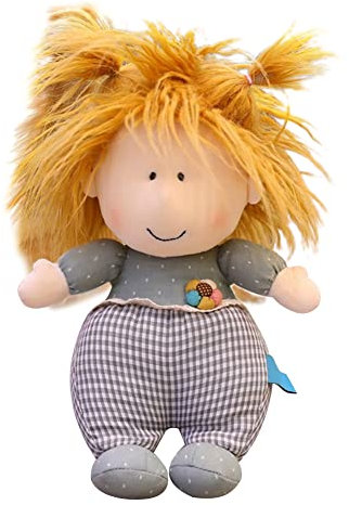 ISAKEN 40cm Niedliche Weiche Stoffpuppe Kuschelpuppe Babypuppe Weiche Puppe mit Kleidung und Haaren, Kinder Gefüllte Puppen Textilpuppen Plüsch Stofftier Spielzeug Geschenk für Mädchen Baby