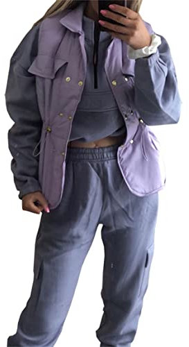 FASHION 7STAR Damen Weste mit 6 Knöpfen, gepolstert, ärmellos, Bodywarmer, Flieder, 12-14