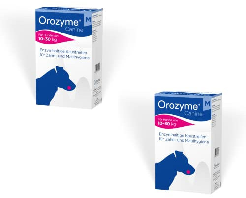Orozyme Kaustreifen M - Doppelpack - 2 x 141 g - Hunde - Mundhygiene - Malzgeschmack - 282 Gramm