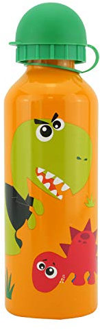 Crazy Dino Orange Bouteille d'eau de 500 ml pour enfants – Bouteille d'eau personnalisée en aluminium | Pour camping, randonnée, pique-nique à partir de 3 ans