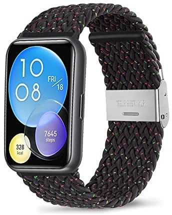 ZoRoll Armband für Huawei Watch Fit 2, Geflochtenes Einstellbar Nylon Ersatzband Sport Loop Soft für Huawei Watch Fit 2 - Stern Schwarz