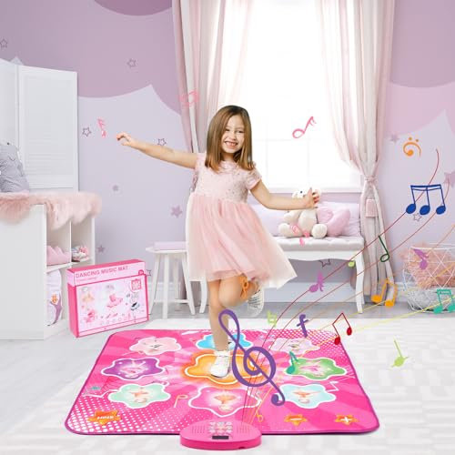 URMYWO Tanzmatte Spielzeug für Kinder ab 4 5 6 7 8 Jahre,Musik-Tanz-Spielmatte mit LED-Lichtern,7 Spielmodi, eingebaute Musik,Tanzspiel Weihnachten Geburtstags Geschenke Kinderspielzeug…