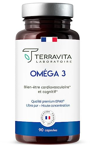 Oméga 3 EPAX® | Huile de Petits Poissons Ultra Pure | Processus de Purification Breveté XO | Haute Concentration EPA et DHA avec TOTOX inf. à 3 | Pêche Durable | 90 Softgels | Terravita