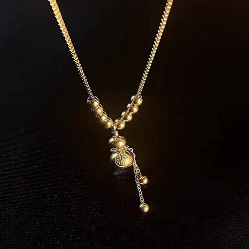EdirFtra Feng Shui Calabash Reichtum Anhänger Halskette mit18K Gold natürlicher authentischer Chakra Heilung Reiki Amulett Glück Vermögen von böser Geister Schlüsselbein Kette Frauen