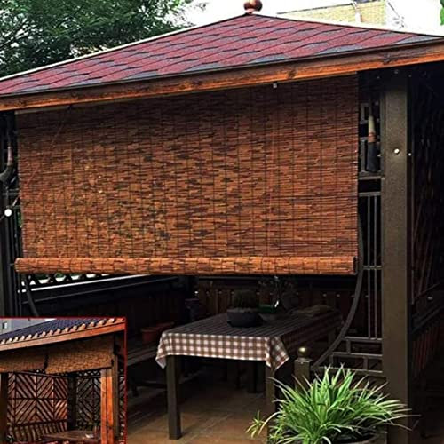 Schilf Vorhang Bambusvorhang Jalousien Blockieren Outdoor-VorhäNge Sonnenrollo Balkon AußEn NatüRliches Schilfrollo AußEnjalousien füR Fenster Terrasse Balkon Beschattung ( Size : W61xH152cm/24x60in )