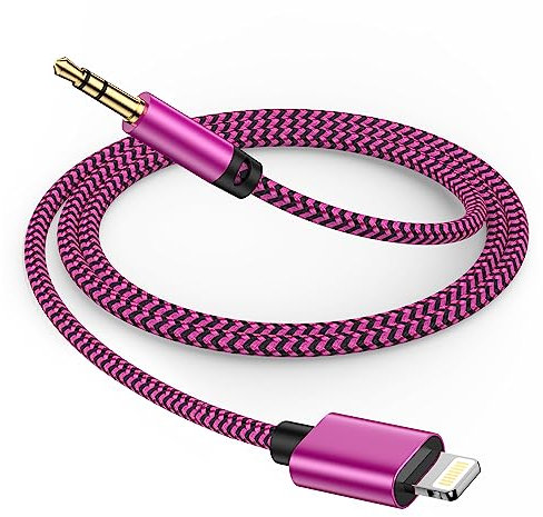Gaef Aux Kabel iPhone 1M [MFi Zertifiziert], HiFi Audio Lightning Klinke to 3.5mm Jack Adapter, Nylon Aux Lightning Kabel für iPhone 14/13/12/11 Pro/10/8/plus/X/XS/XR/SE