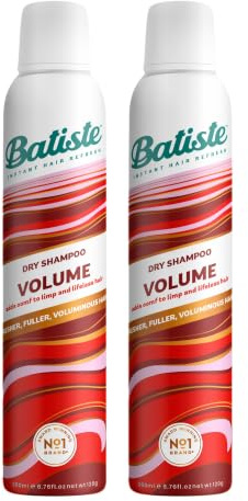 Batiste Dry Shampoo and Volume 200ml, Hair Benefits with Plumping Collagen, No Rinse Spray to Refresh Hair in Between Washes (Pack of 2)