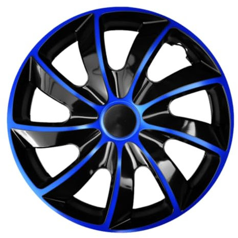 Luckyberg Radkappen 14 Zoll | Radzierblenden 4er-Set für die meisten Automarken und Stahlfelgen, Zierkappen in vielen Farben. Felgenabdeckung für Autofelgen. (14 - BLAU/SCHWARZ)