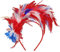 MWOOT Feder Haarschmuck Haarreif, 1920er Fascinator Kopfschmuck für Damen, Rot Weiß Blau Feder 20er Jahre Stirnband mit Künstlichen Blumen für Karneval Cocktail Hochzeit Tee-Party Accessoires