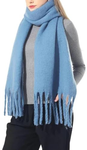 LUCKKY Fashion Imitation Wool Scarf, Mode Nachahmung Wolle Schal, Damen Wollschal, Winter Warm Schals für Damen, Weiche Dicke Tücher Und Wraps (Hellblau)