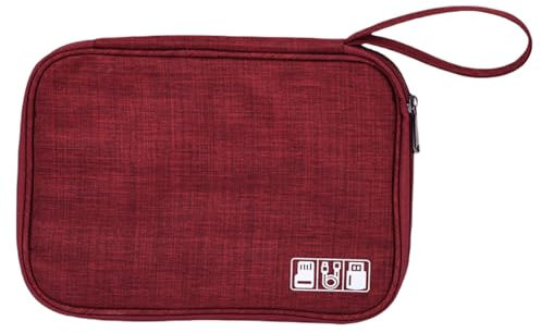 FAVORTALK Tech Pouch for Travel Electronics Organizer Soft Carrying Case Bag Suitable for Out-Going Business Travel and Cosmetics Kit Universal Electronics/Accessories, Wine Red 2 B21620
