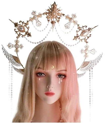 Generic Krone Mary Göttin Stirnband Lolita Krone Kopfschmuck Elegant Kostüm Haarreifen Frauen Kostüm Kopfschmuck