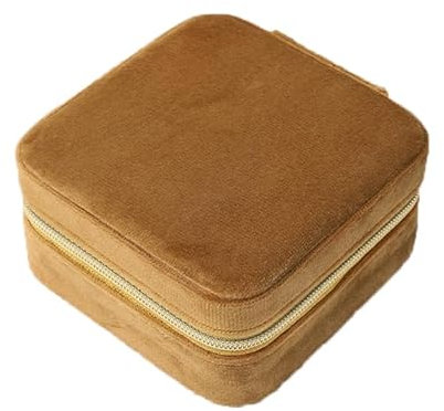 BSLVWG Schmuck-Box,kleine Reise Schmuck Organiser Aufbewahrungskoffer für Halskette Ohrringe Armbänder Ringe Samt Leopard Schmuck Box Organizer, Schmuck Geschenk Box für Mädchen Frauen (Braun)