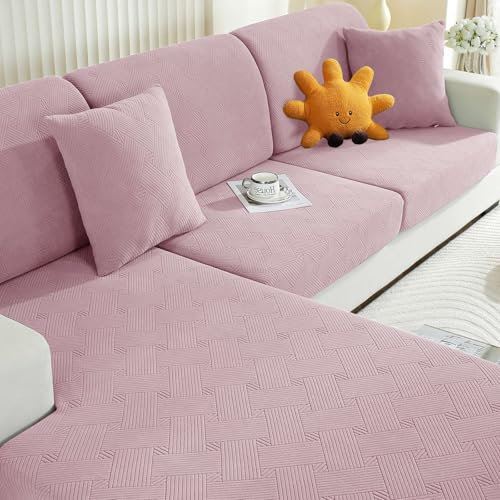 Ystyle Housse Assise Canapé, Housse Coussin Canape Extensible, Housse Dossier Canapé, Protection Meubles Couvre pour Canapé, Housses De Coussin De Siège De Canapé (1 Place*3, Rose)