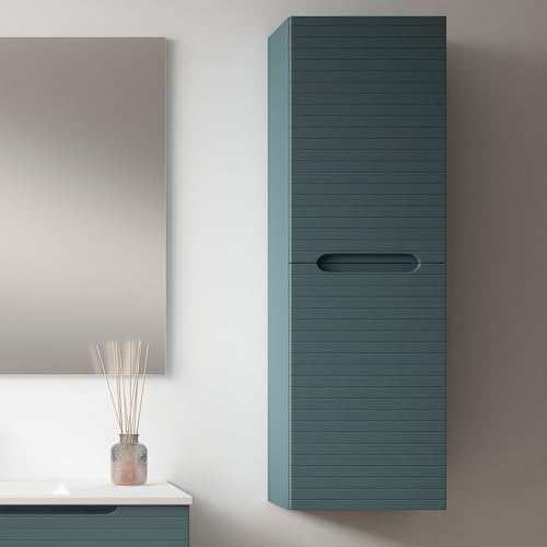 Kibath Mueble Auxiliar de Baño Boreal 35x110 cm de Colgar Acabado Azul Oceano Mate Fabricado en Madera
