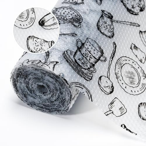 Multi-use Non-Adhesive Easy Clean Kitchen Cupboard Cabinet Fridge Shelf Liner Protector Spill Water Proof Wipeable EVA 44cm x 400cm Transparent Clear Black Grey