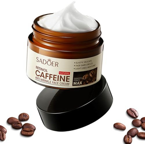 Face Moisturiser Retinol Cream, Caffeine Eye Cream for Dark Circles, Puffiness, Wrinkles, Hydrating, with Coffee Extract Caffeine Hydrating Facial Cream, Tightening Firming Skin 0.70 oz