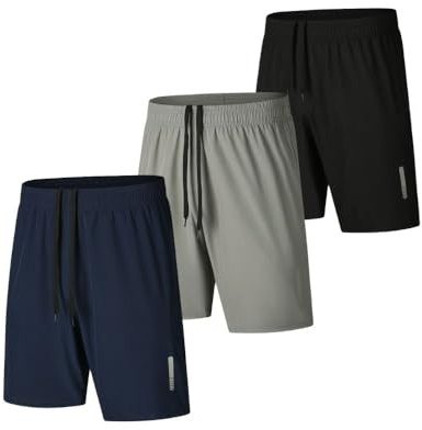 fovdtaa 3er-Pack Herren-Sport-Shorts, schnelltrocknende Shorts, Fitnessstudio, Laufen, Workout, Activewear für Herren, Laufshorts