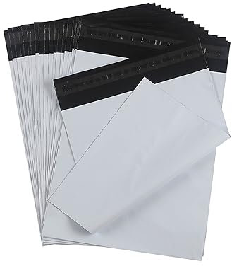 HVDHYY Buste per Spedizione in Plastica Grande 35 * 50cm Busta Imballaggio per Spedizione Autoadesivi, Impermeabili Prova Manomissione per Abbigliamento, Tessuti e Scatole Scarpe Bianco 20pezzi