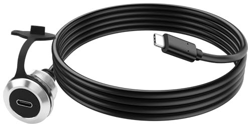 XMSJSIY USB C 3.0 Panel Mount Extension Cable - Type-C Male to Female Connector with Dust Cover - 1M/3.2FT (Round)