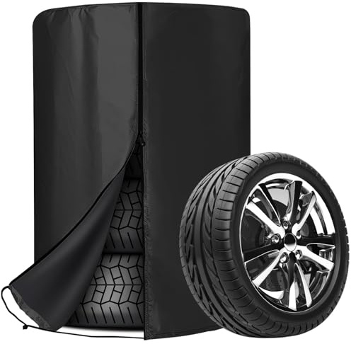 Universale Reifenabdeckung, 80 x 120 cm Auto Reifenabdeckung, wasserdichte Staubdicht Reifenschutzhülle, Universale Reifentaschen mit Reißverschluss für 4 Reifen - Schwarz