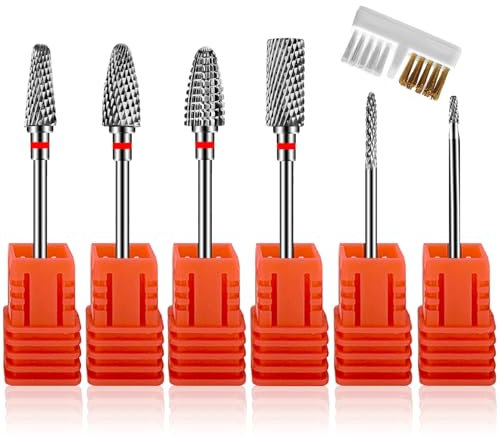 7 Stück Nagelfräser Bits,Nagelfräser Aufsätze,Nail Drill Bits Profi Nagelbohrer Maniküre Hartmetall,Entfernen Gelnägel,mit Pinsel (Stil 3)
