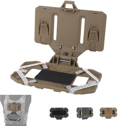 JEIMAI Tactical Phone Holder Universal Vest Phone Carrier Case for Screen Size 4.7-6.7,Molle Cell Phone Chest Mount for Airsoft Vest Plate Carrier (Tan)