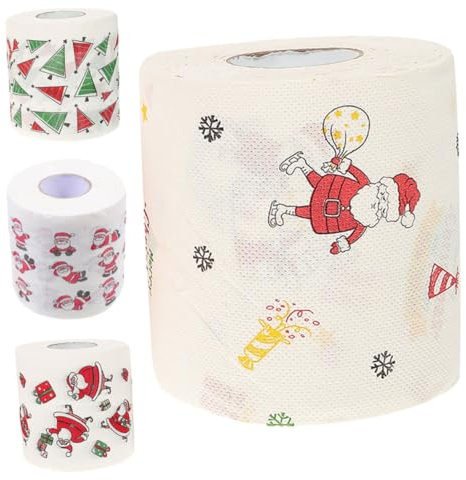 UTHCLO 4rollen Weihnachts Toilettenpapier Festliche Muster Weihnachtsbaum Weihnachtsmann Dekoratives Klopapier Für Feiertage Küchen Und Badezimmerbedarf Weihnachtsgeschenke Für