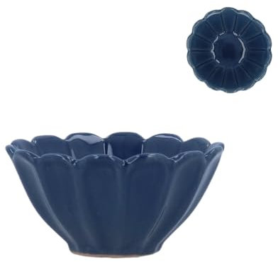 Gisela Graham Navy Blue Fluted Ceramic Bowl, Mini