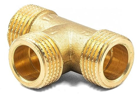 Messing T-Stück 1 AG x AG x AG – Robuster T-Verteiler für Wasser- & Heizungsinstallation – Hochwertiges Rohrfitting, 10 bar, 120°C