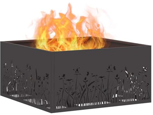 vidaXL Braise Noir 60 x 60 x 30 cm Acier, Brasero de Jardin et terrasse, Design carré en Acier, Portable, résistant à la Rouille pour des soirées Confortables