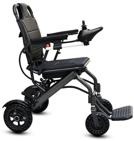 Sedia a rotelle elettrica pieghevole leggera in fibra di carbonio, pesa solo 13 kg, dimensioni da viaggio, approvata dalle compagnie aeree, doppio sistema frenante, sedia a rotelle motorizzata