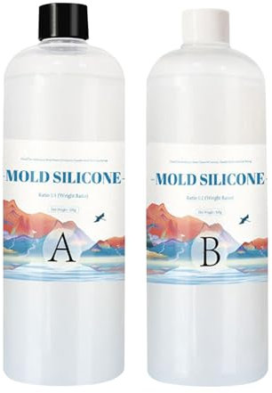 Raypontia 1 lot de silicone liquide pour le bricolage – 500 g de silicone liquide transparent, adapté à un usage alimentaire, transparent, sans odeur, jusqu'à 280 °C, doux, indéchirable (250 g A + 250
