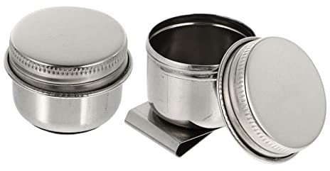 Homoyoyo 2pcs Stainless Steel Oil Palette Cup and Painting Brush Washing Pot Portable Container for Easy Paint Brush Cleaning Includes Lid to Prevent Spills for Art Classes and Studios
