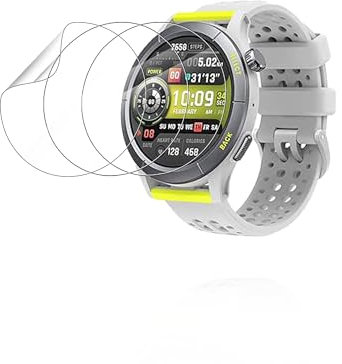 Protector de pantalla de vidrio templado para Amazfit Cheetah Round Smartwatch con borde de zorro de aluminio alto, protege tu dispositivo con película duradera, paquete de 3