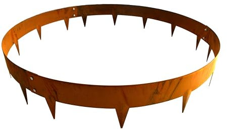 Heavy Duty Metal Circular Border Edging 60cm 90cm Steel Tree Ring Rust-Resistant Cor-ten or Black Finish Easy Install Garden Lawn Bed Edge Barrier (Corten, 90cm Diameter)