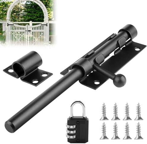 Türriegel aus Edelstahl, 200 mm lang Riegelschloss Schieberiegel Riegcelschloss Türriegel Außen Gartentor Riegel Schiebeschloss Torriegel Schlossriegel Bodenschieber für Türen, Fenster, Zäune