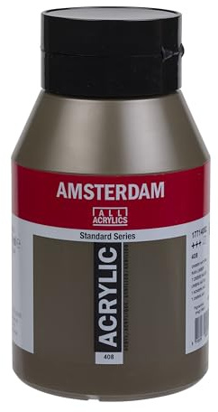 Amsterdam Acrylfarbe der Standard-Serie - Umbra roh 408-1000 ml Glas - halbtransparent - hervorragende Lichtechtheit - mittlere Viskosität - Wasserbasis - seidenmatt - Verträglichkeit für verschiedene