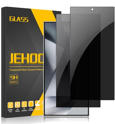 JEHOO 2 Pièces pour Samsung Galaxy S24 Ultra Protection Écran Anti-Espion, Dureté 9H Privacy Protection écran de Verre Trempé 4