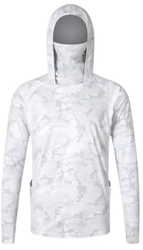 Bastwahl T-Shirt Anti UV Homme - Anti-UV UPF 50+ à Manches Longues Protection Solaire avec Masque Sweats à Capuche Pull Fonctionnelle D'extérieur Stretch Léger Jacket la pêche en Plein air Surf
