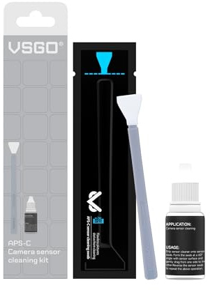 VSGO Kit de limpieza de sensor APS-C, 6 toallitas para sensores y 10 ml de limpiador de sensor para cámaras DSLR Nikon Sony Canon