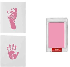Dooky Inkless Pads Pink für Baby Hand- und Fußabdruck (berührungsfreies Abdruckset ohne direkte Tinte, saubere Abdruckpads zur Erstellung detailreicher Babyabdrücke als bleibende Erinnerung), Pink | Berührungsfreies Abdruckset ohne direkte Tinte für detailreiche Baby Hand- und Fußabdrücke als bleibende Erinnerung.